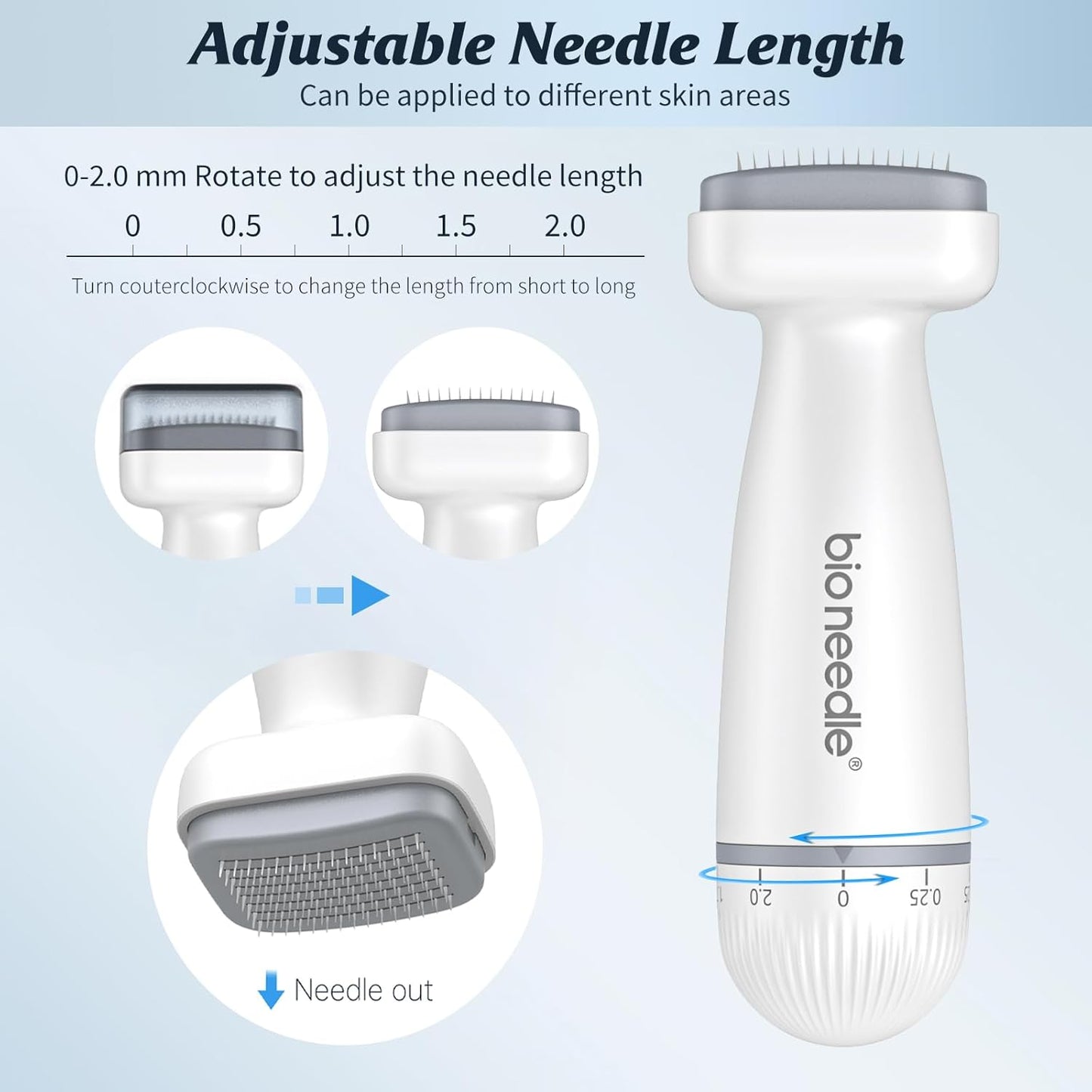 Bioneedle Derma Stamp 120 Titanium Microneedling Stamp Adjustable dermastamp 0-2mm Derma Roller Microneedling Pen for Hair Growth Face Skin Care BIO120 derma stamp derma stamp 1.5 mm derma stamp adjustable
