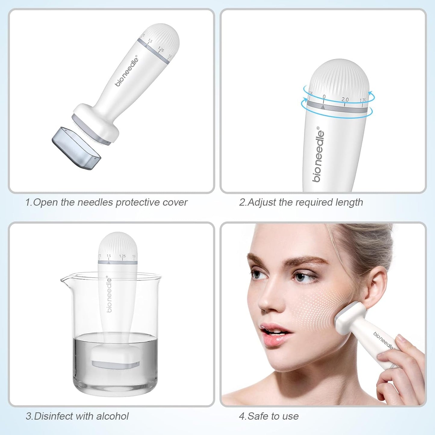 Bioneedle Derma Stamp 120 Titanium Microneedling Stamp Adjustable dermastamp 0-2mm Derma Roller Microneedling Pen for Hair Growth Face Skin Care BIO120 derma stamp derma stamp 1.5 mm derma stamp adjustable