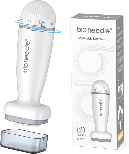 Bioneedle Derma Stamp 120 Titanium Microneedling Stamp Adjustable dermastamp 0-2mm Derma Roller Microneedling Pen for Hair Growth Face Skin Care BIO120 derma stamp derma stamp 1.5 mm derma stamp adjustable
