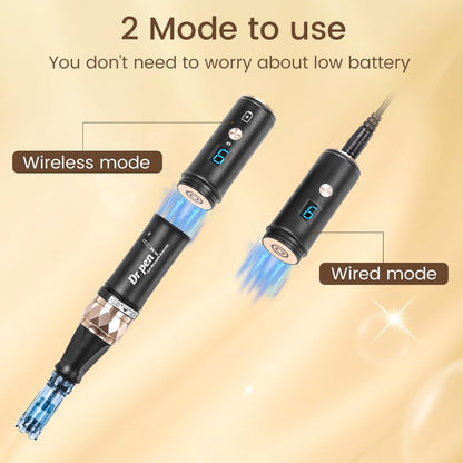 Dr.Pen A8S, Professional Micro Needling Pen with 18 Pcs 12Pin 36Pin Replacement Needle Cartridges Dermapen, Wireless or Wired Mode 2 Mudules Derma Pen, 6 Speed Levels and 0-2.5 mm Depth Adjustable
