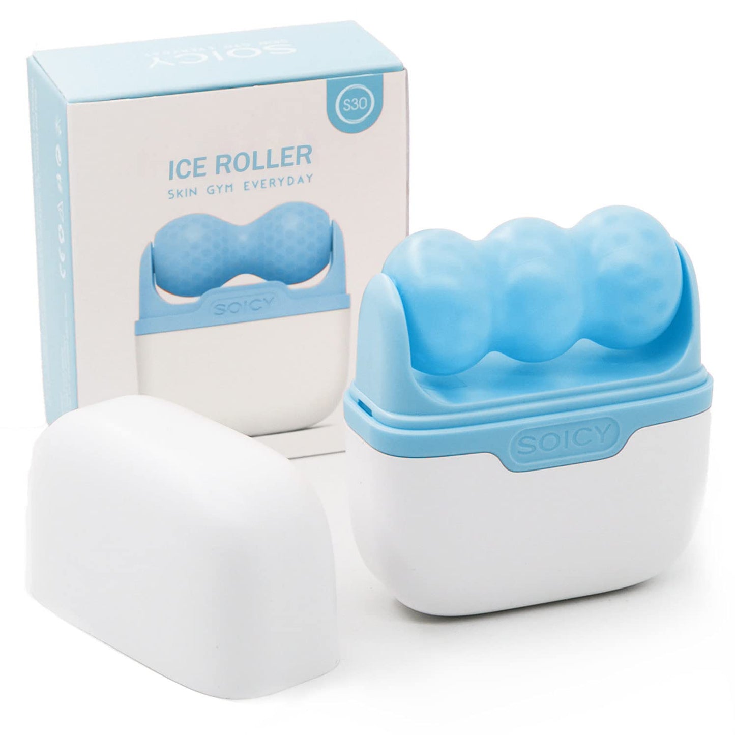 Ice Roller for Face and Eyes - Facial Skin Care Tools with 2 in 1 Roller and Travel Case Self Care Gift