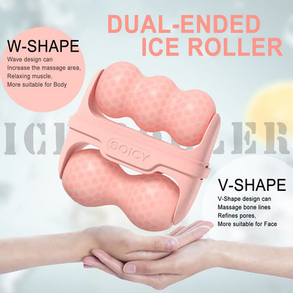 Ice Roller for Face and Eyes - Facial Skin Care Tools with 2 in 1 Roller and Travel Case Self Care Gift