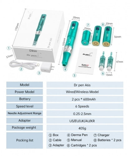 Dr. Pen A6S Smart Microneedling Pen -Giveaway 10 Replacement Cartridges